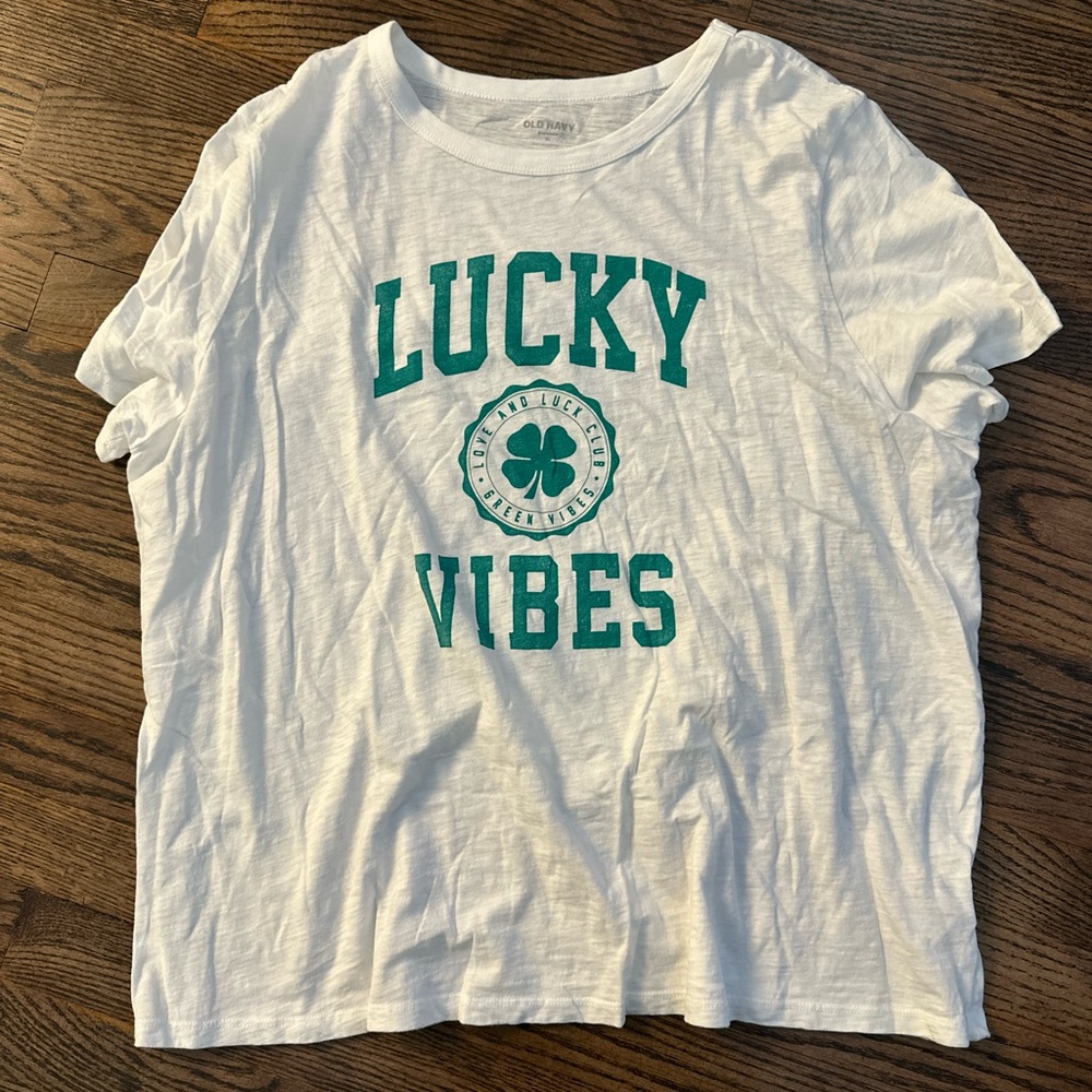 Lucky Vibes White  T-Shirt